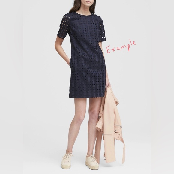 Banana Republic White Geometric Shift Dress Sz 10 - Picture 3 of 8